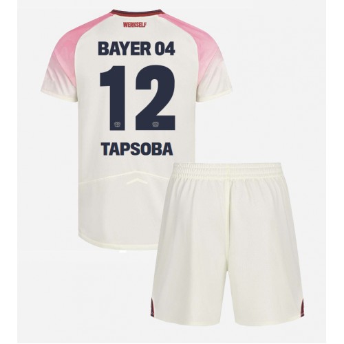 Otroški Nogometni dresi Bayer Leverkusen Edmond Tapsoba #12 Gostujoči 2025-26 Kratek Rokav (+ Kratke hlače)